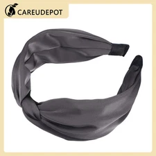 1Pcs Satin Twist Headband Cross Knot Hairband for Women Dark Gray 1.97" Wide