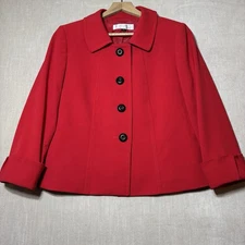Tahari Womens Lined Button Front Blazer Jacket Sz 6 Red Luxury Old Money Classic