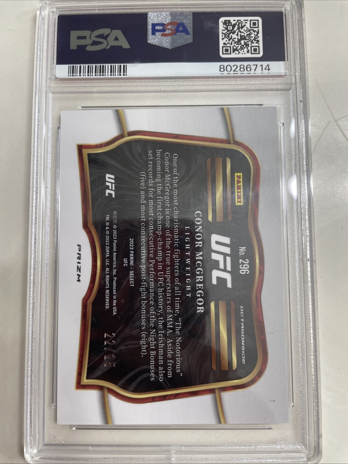 2023 Select UFC Conor McGregor Octagonside Tie-Dye Prizm #22/25 PSA 10 🔥🔥🔥 view 2