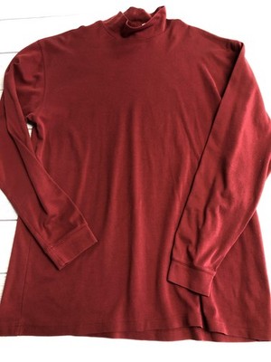 L.L. Bean Shirt Womens Large Red Mock Neck Long Sleeve Basic Tee Top Casual
