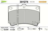 Bremsbelagsatz Scheibenbremse Essential Valeo 301274 FüR Bg 121 Rio Kia Mx Demio