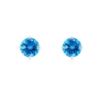 ANGARA natürliche Schweizer Blautopas Ohrstecker feine Ohrringe in Sterlingsilber (Größe-6 mm)