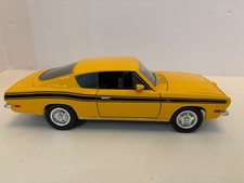 1969 Plymouth Barracuda Diecast Model Car Yellow With Black Stripe