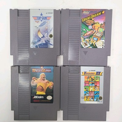NES Classic Lot 4: Wrestlemania Top Gun Vegas Dream Track&Field II Tested Carts