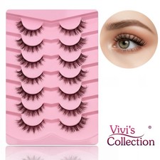 Short Natural Lashes False Eyelashes 3D Mink Wispy Cat Eye Fluffy Spiky Falsies