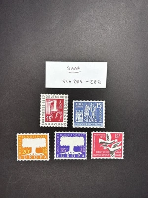 Germany Saar 1957 Europa Stamps, #284-288, Mi 400-403, 408 Mint LH - Image 1 of 2