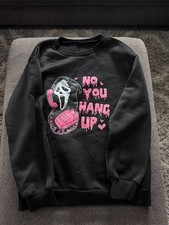 Halloween Scream Ghost Sweatshirt Small Black Pink No You Hang Up Crewneck