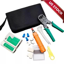 9-Piece RJ45 Crimping Tool Kit with Case CAT5/6 Lan Cable Network Tester Repair✅