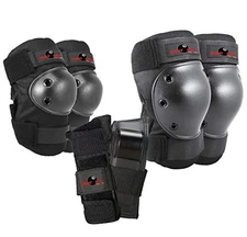 EIGHT BALL KIDS MULTI-SPORT PAD SET KNEE PADS ELBOW PADS WRISTGUARDS S/M BLACK