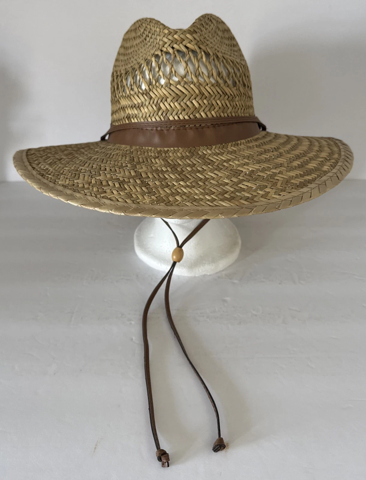 Dorfman Pacific Genuine Raffia Straw Sun Vacation Hat Adult L Kangaroo Logo