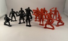 PLASTIC FIGURES Pirates Warriors Fighters LOT OF 14 Black Red 2.75" DIY