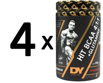 4 x Dorian Yates HIT BCAA 4:1:1 + Glutamine, Strawberry - 450g (49,97 EUR/kg)