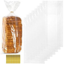 300 Pack Bread Loaf Packing Bags with Ties Clear Bread Bags for Homemade Brea