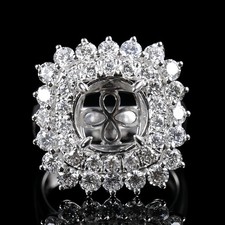 Round Custom 10mm Semi Mounting Natural Diamond Prong Women Ring 14K White Gold