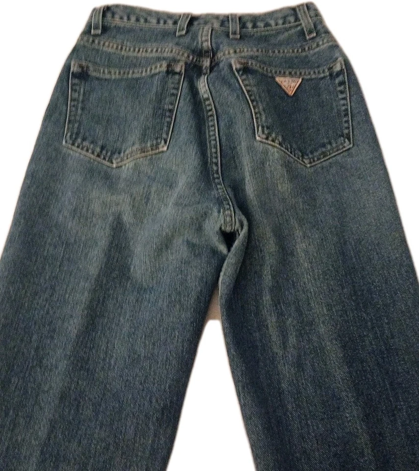 Y2K 复古 Guess 牛仔裤高腰锥形腿尺寸 28 80 年代派对 — 第 4/4 张图片