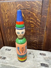 Lovely Folk Art/Wooden Toy Clown w Musical Movement 1920s