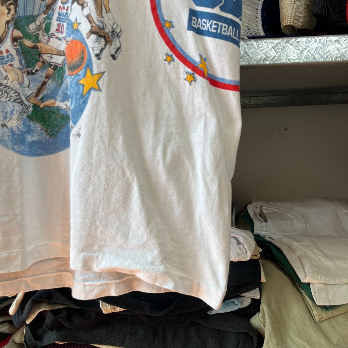 Vintage 1992 Olympics USA Basketball Team Salem White T-shirt Sz L