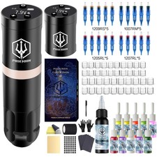 POSEIDON Cordless Rotary Tattoo Machine Kit with 20 Tattoo Cartridge Needles,...