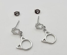 925 Sterling Silver Paw Print Stud Earrings With Dangling Cat Ears