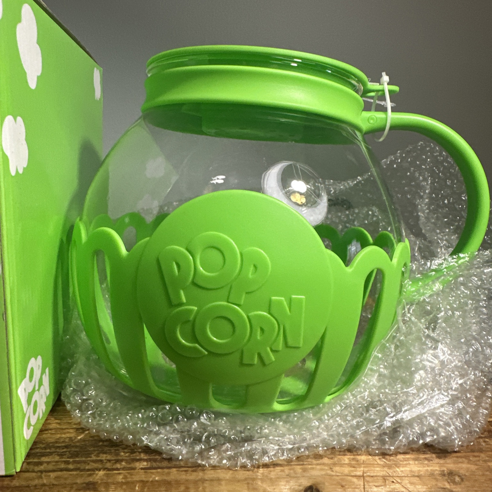 Ecolution 3 Qrt Microwave Micro-Pop Popcorn Popper Glass NEW Neon Green NIB