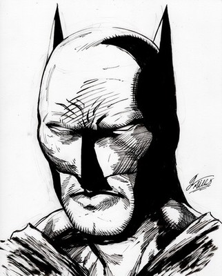 Batman Head Sketch Inked ORIGINAL ART By Giovanni Mills