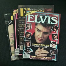 ELVIS PRESLEY / 4 TRIBUTE MAGAZINES / 1977, 1978, 1981, 1983 + POSTERS