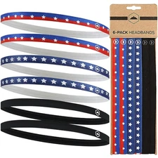 Thin Elastic Headbands for Men - Sports Hair Head Band for Women & Men - 6 pack