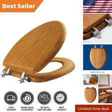 Mayfair Natural Oak Elongated Toilet Seat with Durable Chrome Hinges - 18.53''L