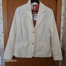 NWT vintage 1990s cream velvet Old Navy blazer L, single breasted brass buttons