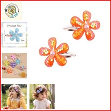 2Pcs Sequins Flower Hair Clips for Girls Cute Snap Hair Clips with Pearl Hair...