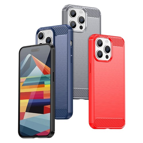 Coque Flexible avec Design Carbone pour iPhone 15 Pro Max - Noir - Zdjęcie 3 z 8