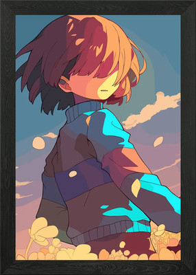 Frisk from Undertale in a field Gerahmtes Wandbild Poster Leinwanddruck Bild