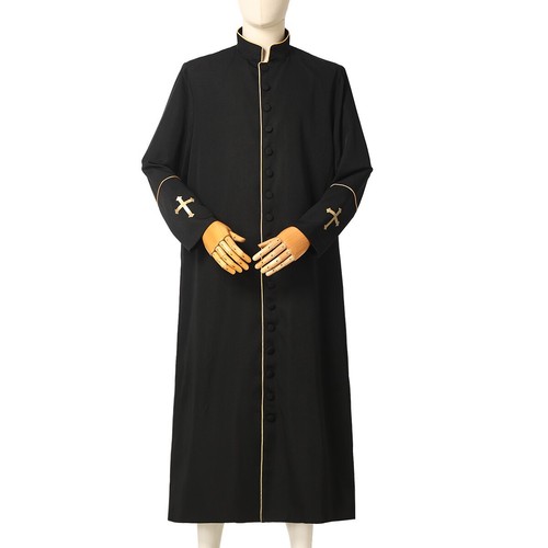 Mens Catholic Clergy Cassock Pastor Robe Preacher Cassock Men's Clergy Jacket - Picture 20 of 22