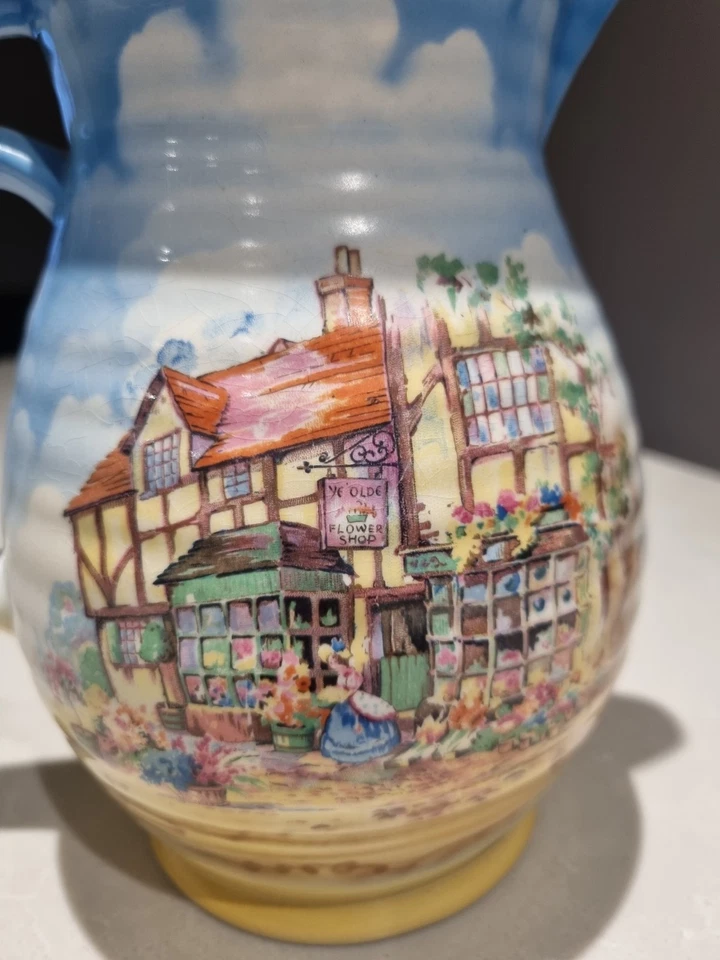 VINTAGE Falcon ware Water Jug with Old England Village Scene - Image 2 of 4