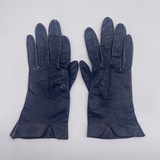 Vintage Alexette Navy Blue Leather Gloves Made In France Size 6