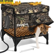 Heated Outdoor Cat House Weatherproof Insulated Shelter Winter Stray Cats New