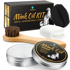 4-in-1 Mink Oil Leather Conditioner & Cleaner Kit for Boots, Shoes, Bags