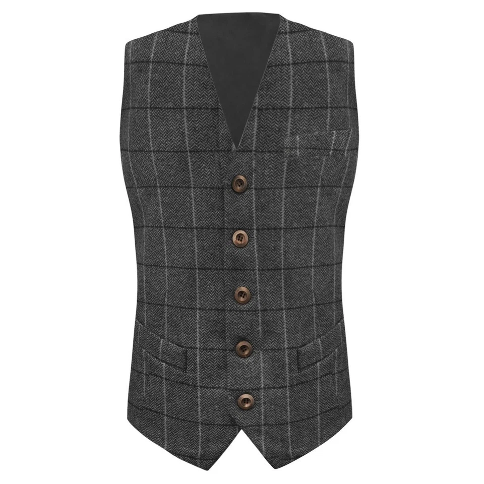 Gilet Taille Graphite Gris Chevrons Tweed 2XL 46in King & Priory - Photo 4/4