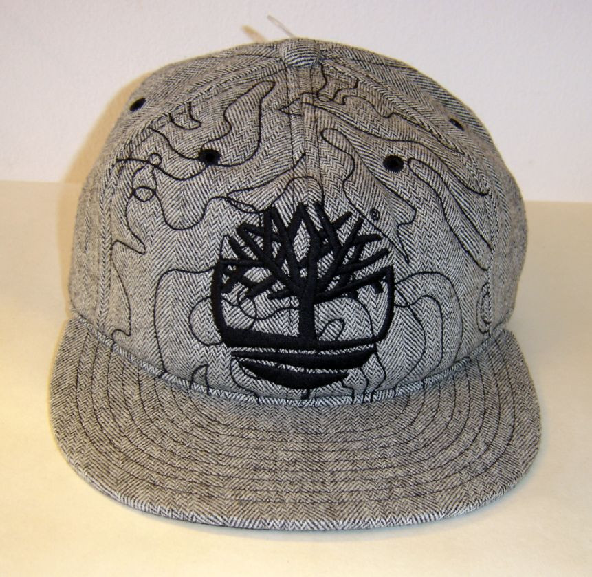 VINTAGE Timberland Fitted Baseball Cap Gray & Black Ball Hat NWT