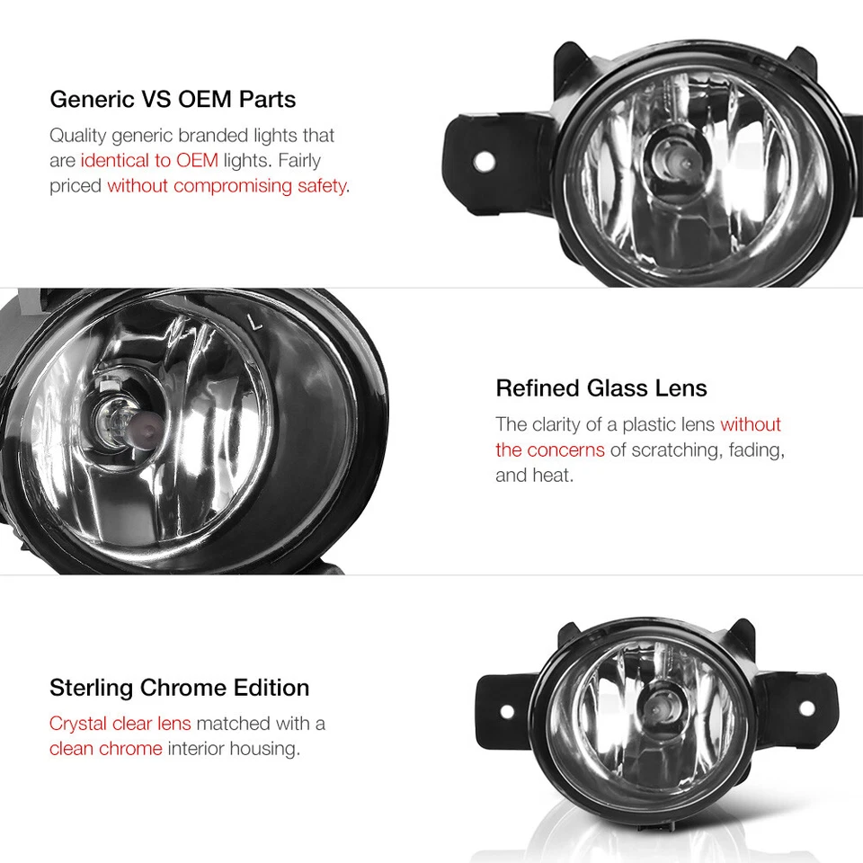 For 2007-2009 Sentra Chrome Front Bumper Driving Foglight Fog Lamp Weather Bulbs Foto 2 de 4