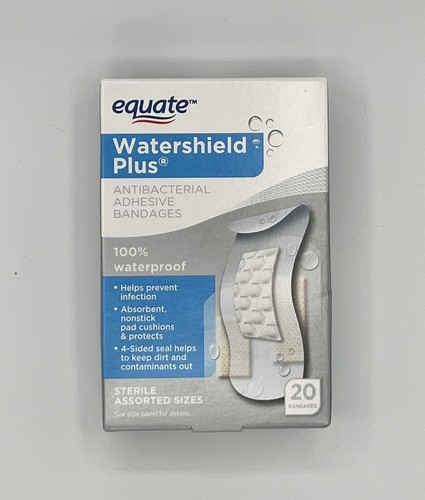 2 Equate Watershield Plus Antibacterial Adhesive Bandages - 20 Ct Assorted Sizes - Picture 10 of 10