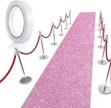 Carpet Runner Runway Rug 55 GSM Thickness with Carpet Tape for Glitter Pink
