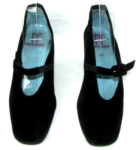 Thierry Rabotin Schuhe Keil Riemen Leder Wildleder Schwarz 37 Sehr Guter Zustand - Bild 2 von 6