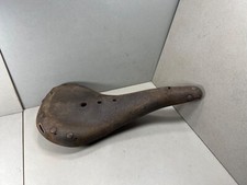 Sella cuoio con borchie BROWN bici corsa epoca eroica L 34 cm leggi descrizione