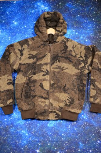 Cabela's Berber Fleece Men's Large WindShear Hooded Jacket Outfitter Brown Camo