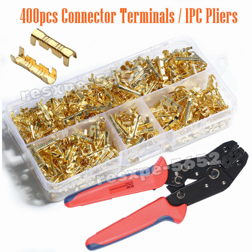400Pcs Car Brass Copper 0.5-1.5mm² Crimp Electrical Connector Wire Terminal Kit