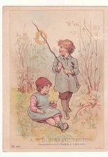 A P Bush & Co Hakka Cream Boston MA Children Stick Woods Vict Card c1880s