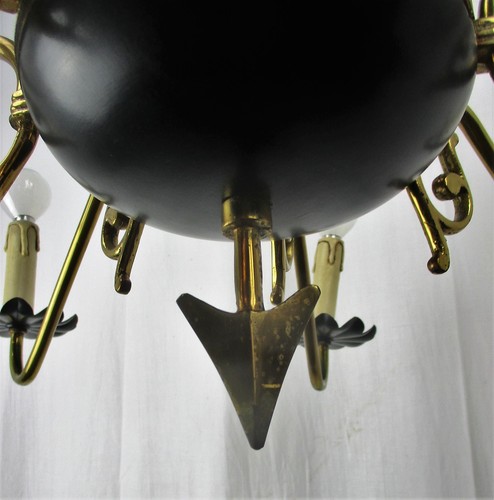French Wooden Brass 8 Arms Lights Chandelier French Empire Fleur de Lis Rare HTF - Picture 8 of 12