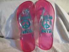 Girls Pink OR Purple Peace Love Flip Flop Rubber Sandals Size L