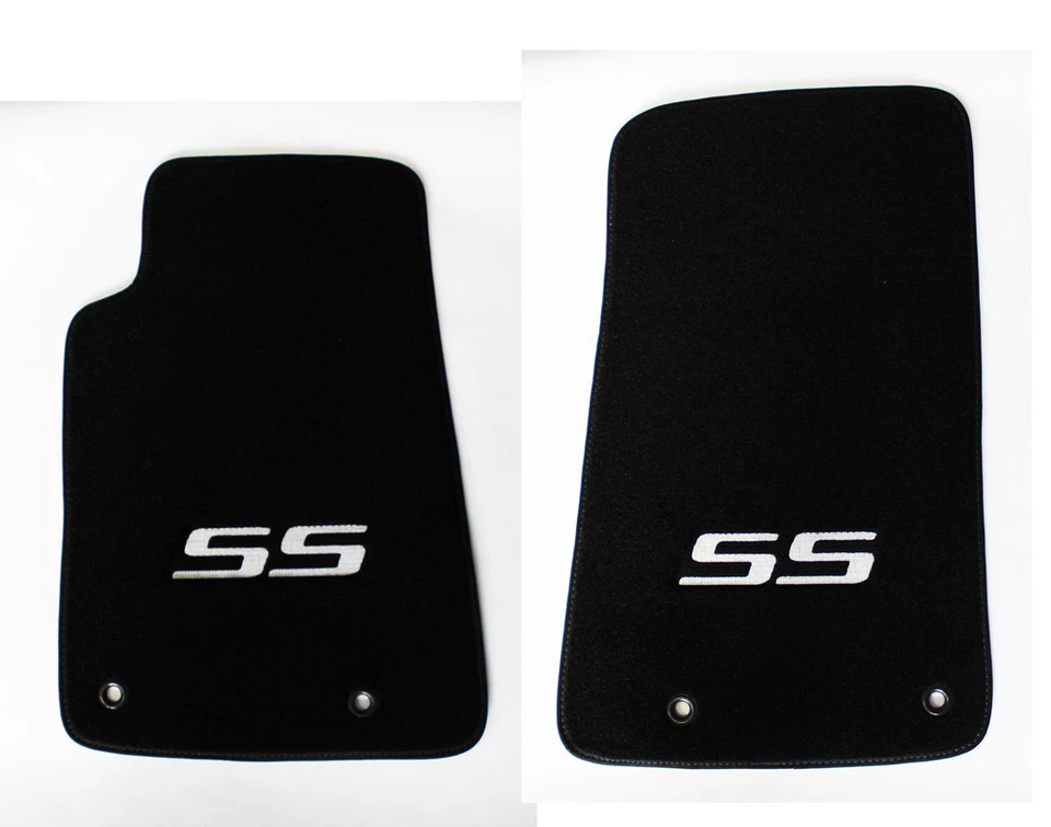 Juego de 4 alfombrillas negras nuevas Camaro 2010-2015 bordado logotipo SS en plata Foto 4 de 4